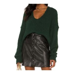 We The Free 'Theo' Hunter Green Cropped V neck Sweater size XS